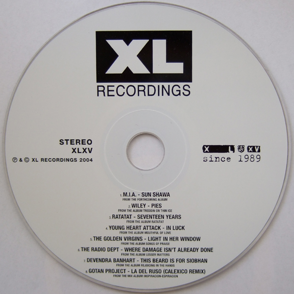 XL Recordings: 2004 Sampler compilation: (CD) Artwork